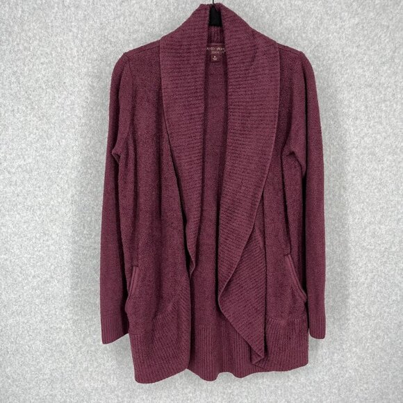 Barefoot Dreams CozyChic Lite Circle Cardi Size M Red Maroon Comfy Pockets EUC - Picture 1 of 11
